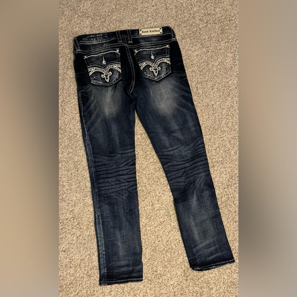 Rock Revival Ruella cuff size 32 waist skinny jeans EUC